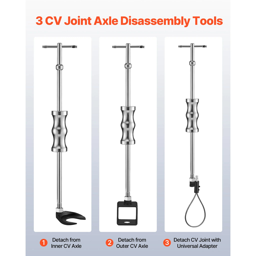 SucceBuy Inner CV Axle Puller Tool Set with 5/8in-18 Slide Hammer & 2-In 2.5-In CV Joint Adapter Inner CV Joint Removal Tool Kit