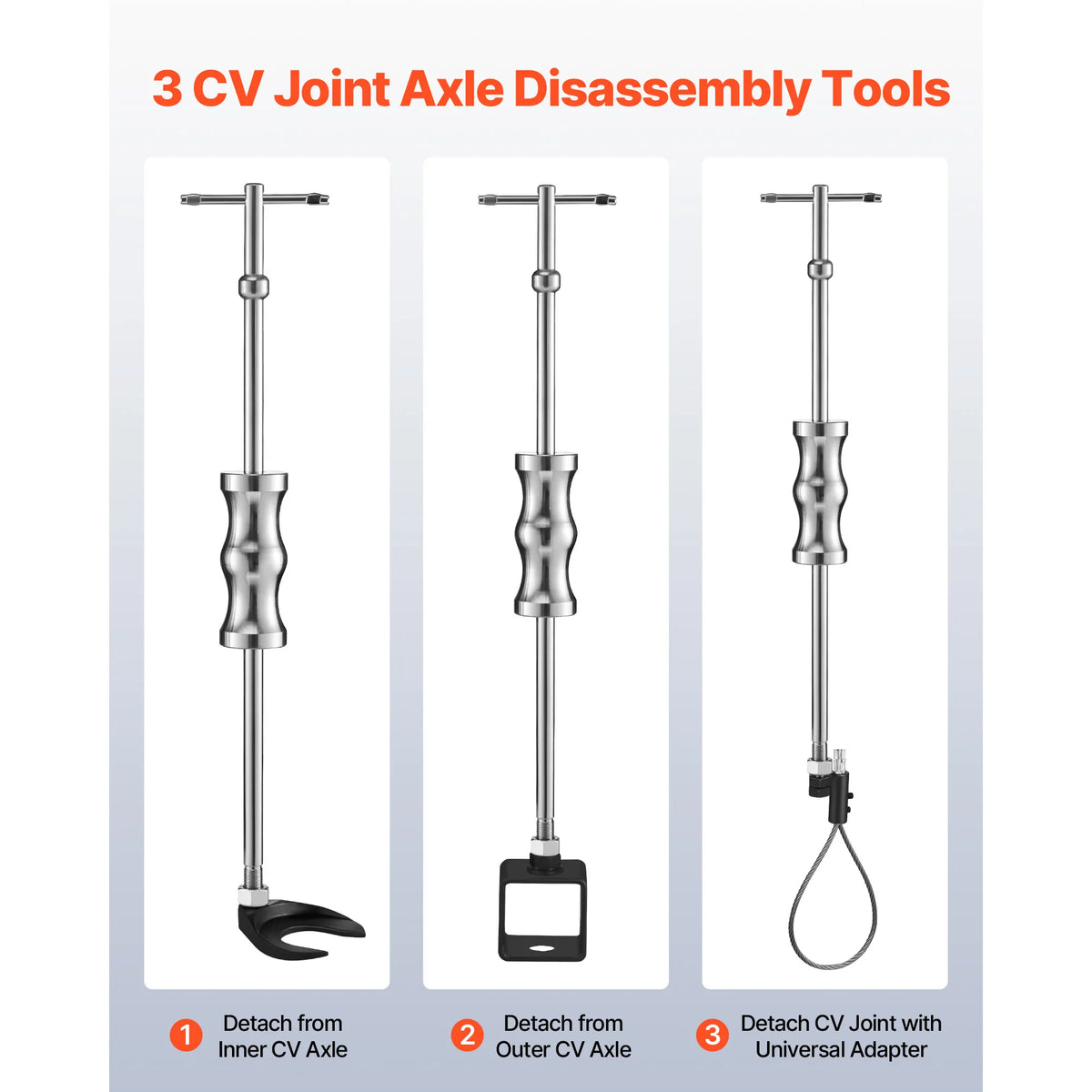 SucceBuy Inner CV Axle Puller Tool Set with 5/8in-18 Slide Hammer & 2-In 2.5-In CV Joint Adapter Inner CV Joint Removal Tool Kit