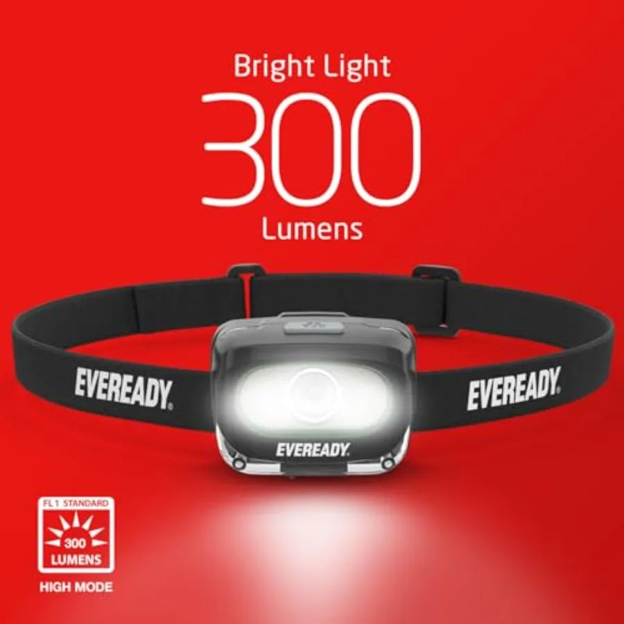 Eveready Rechargeable LED Headlamps by 2-Pack, IPX4 Water Resistant Head Lights for Running, Camping, Emergency, Outdoors (USB Cable Incl