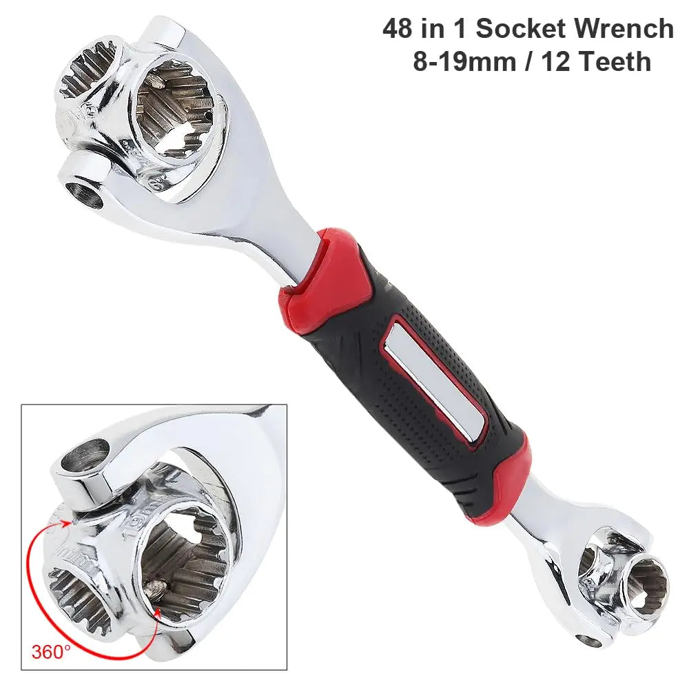 Universal Wrench 48 in 1 Socket Wrench, 360 Degree Rotating Head, Spanner Tool for Home Bicycle Car Repair