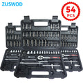 Zuswod Household ratchet wrench socket tool set, car/bicycle repair machinery tool kit, 1/4 "drive depth and standard socket, professional racing grade car parts repair quick ratchet wrench and other car repair parts tool kit