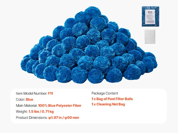 SucceBuy Pool Filter Balls 1.5 lbs-4.6 lbs Reusable Blue/White Polyester Fiber Filter Media with Wash Bag for Pool Aquarium Tank