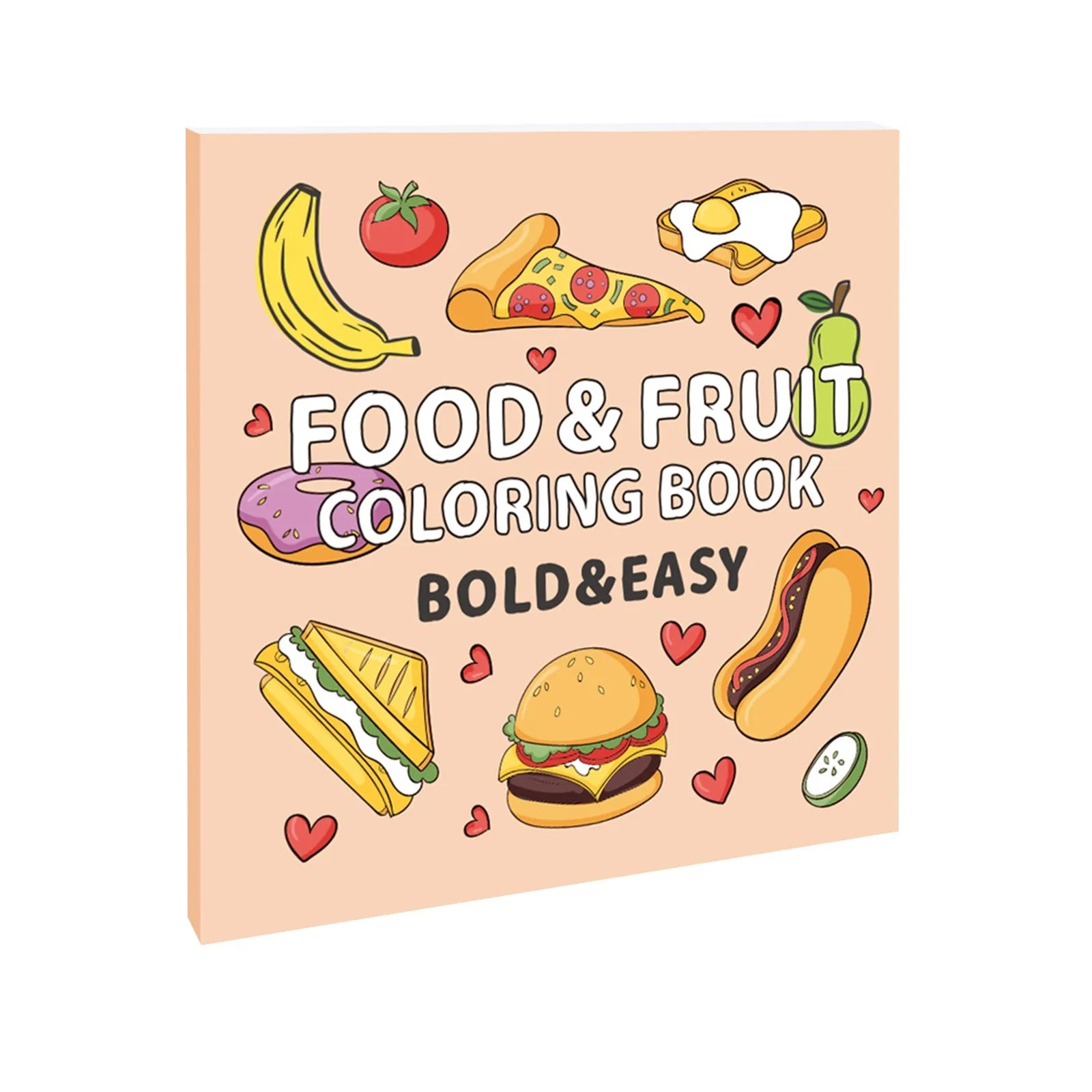 Children's Bold And Easy Coloring Book, Montessori Drawing Food Fruit. Color Markers or Painting, Educational Creative Graffiti Notebook