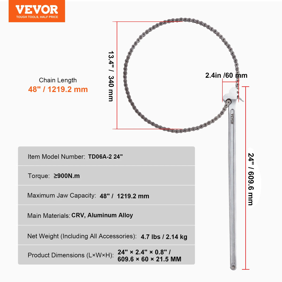 Vevor Pipe Wrench Aluminum Straight Pipe Wrench Adjustable Plumbing Wrench High Strength Jaw & Ergonomic Handle Automotive