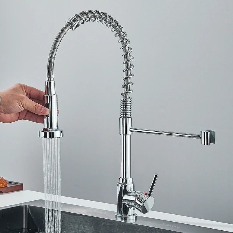 Pull Down Kitchen Faucet, Single, 360° Swivel, Dual Function Nozzle