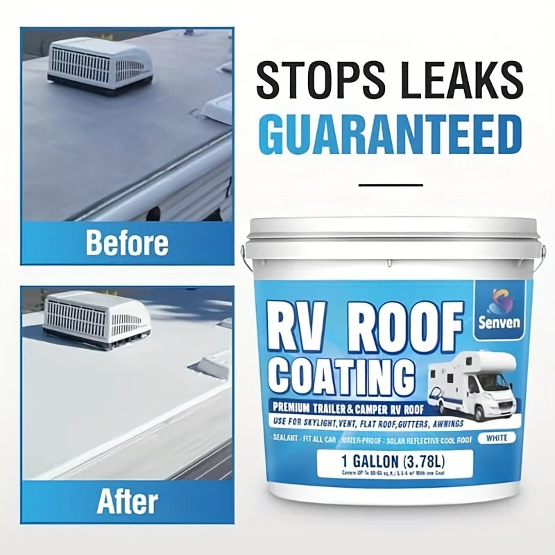 RV Roof Coating, Sealant, White, 1 Gallon, Waterproof, Solar Reflective