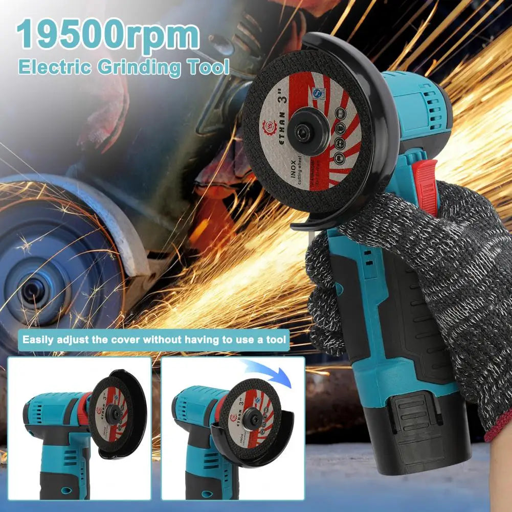 Cordless Angle Grinder, Rechargeable 12V Battery Steel Gears Mini Angle Grinder, Metal Wood Polishing Electric Grinding Tool