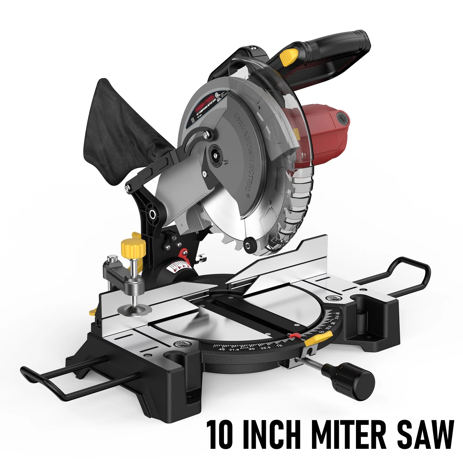 Compound Miter Saw Single Bevel 0°-45° Left Miter 15-Amp 5000 RPM 36-Tooth Blade Precision Angles Metal, Wood Cuttng Machine