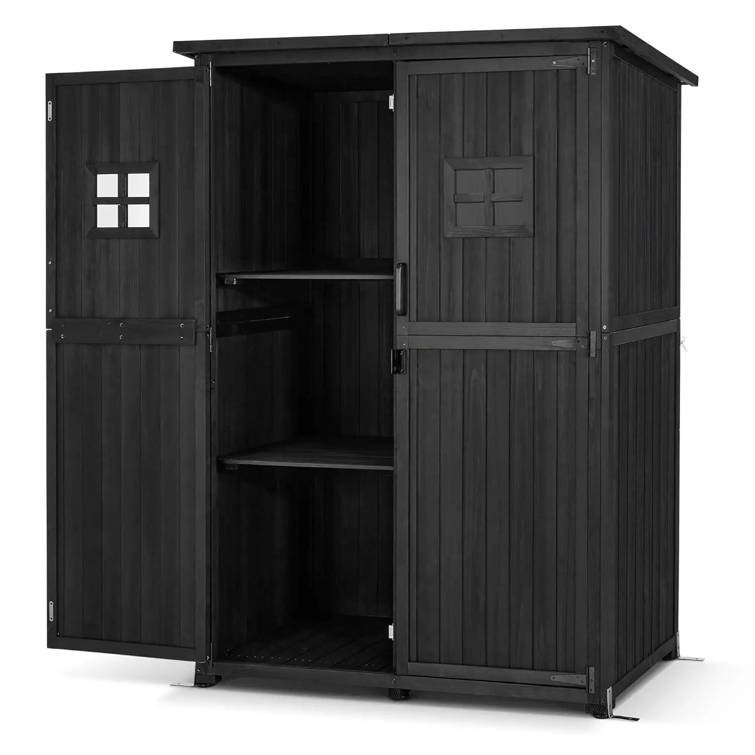 Large Wooden Outdoor Storage Cabinet 2 Shelves Lockable Garden Tool Shed Patio Yard Lawn 1911 Beige,Customized