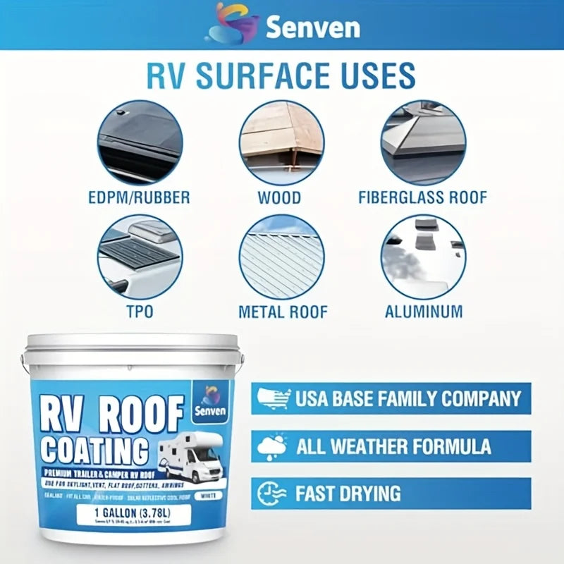 RV Roof Coating, Sealant, White, 1 Gallon, Waterproof, Solar Reflective