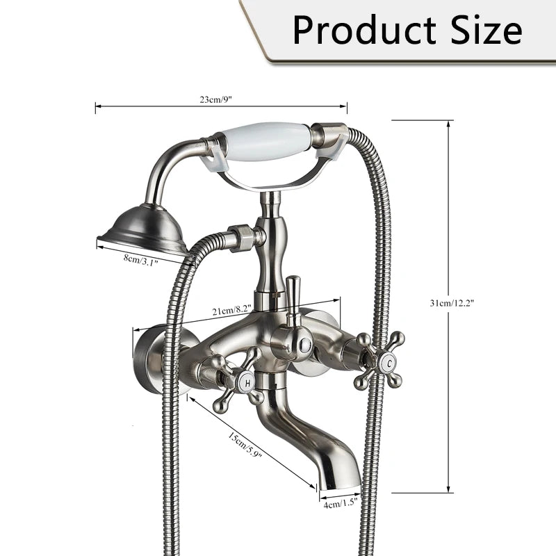 Black Brass Bathtub Faucet, Handheld Shower, Phone Cradle Handheld Holder, Black Brass Or Antique Brass