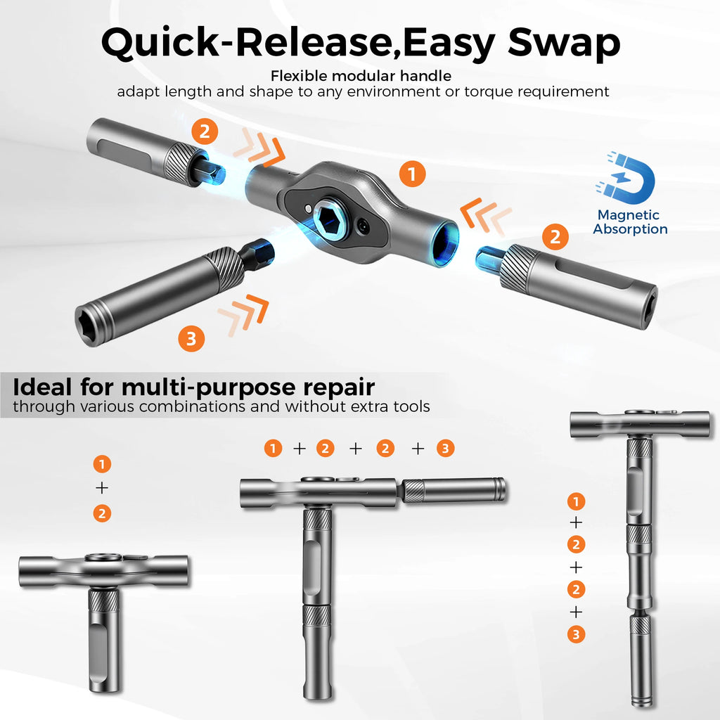 ANX Tech 42in1 Magnetic Ratchet Screwdriver Kit for Home DIY | S2 Steel Bits, Storage Case, Detachable T-Handle, for Computer, Bicycle, Furniture, DIY