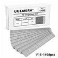UULMERA 1498PCS 18 Gauge Brad Nails, F15/F20/F25/F30/F38/F50 Galvanized Nail Gun Nails for Pneumatic, Electric Brad Nailer Gun