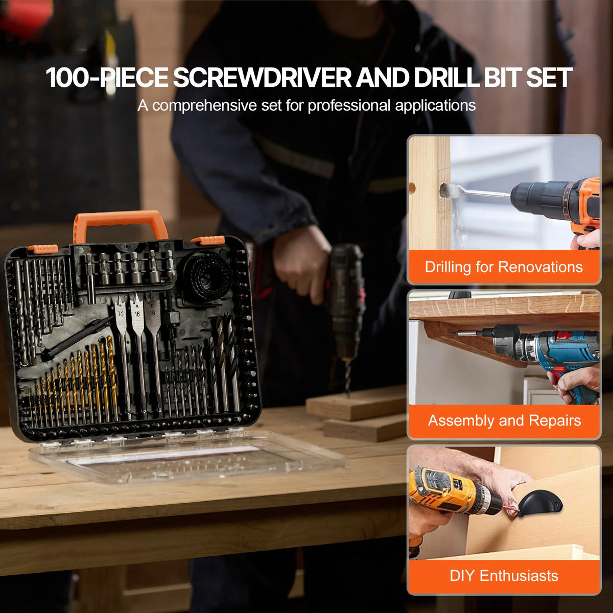 SucceBuy 246PCs Drill Bit Set Screwdriver Bit Set Suitable Drilling and Screw Driving Drill Combo Bit Sets