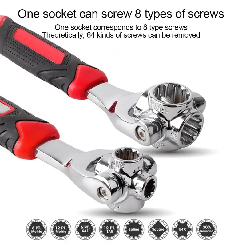 Universal Wrench 48 in 1 Socket Wrench, 360 Degree Rotating Head, Spanner Tool for Home Bicycle Car Repair