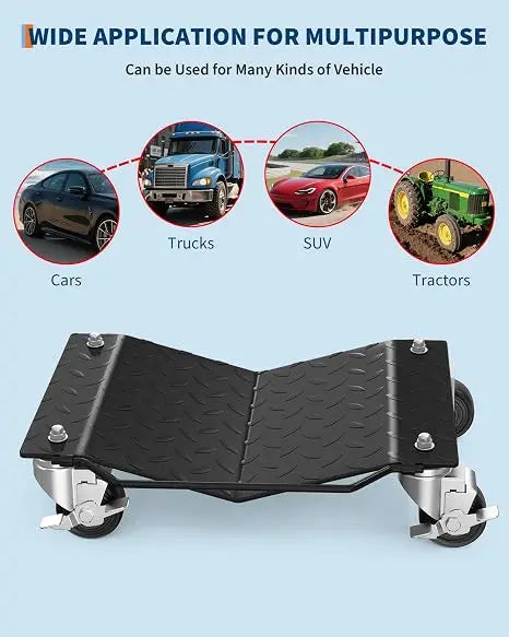 HiMiss Car Wheel Dolly, 6000 lbs/2722 kg Car Moving Cart with Brakes, 2/4 Piece, Heavy-Duty Vehicle Dolly, Moving Cars, Trucks, Trailers, Motorcycles  and Boats