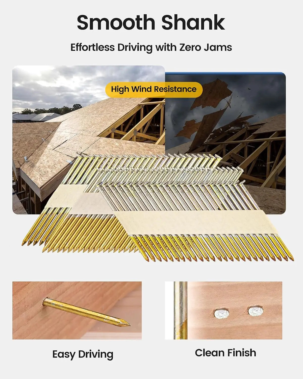 Meite 30 Degree Framing Nails 2-3/8 Inch Galvanized Paper Collated for Framing Nailer Gun, Offset Round Head Smooth Shank for Decking