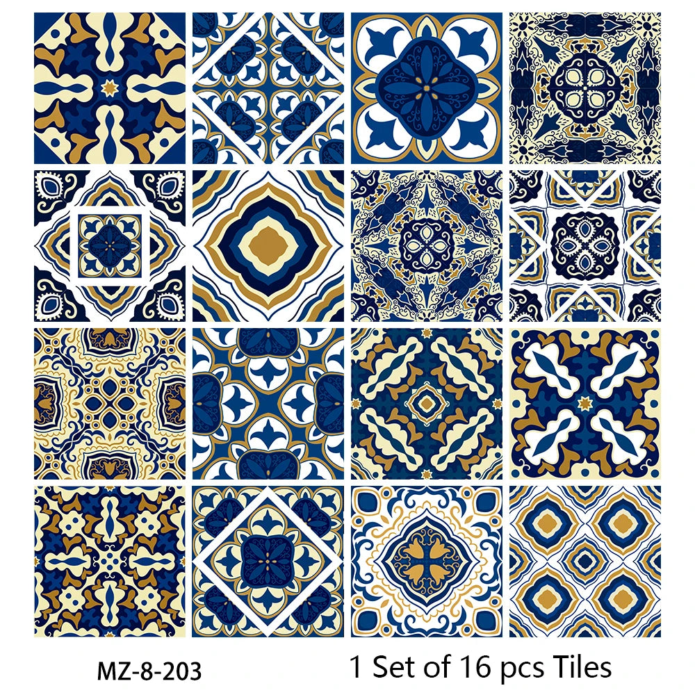 Waterproof Tiles, Peel And Stick, 16 Pieces/Set, PVC