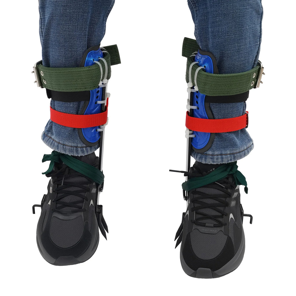 Climbing Spike Set, Tree Climbing Tools with 2 Teeth Anti-Slip Foot Spikes, Adjustable Safety Belt, Rope, Heavy Duty Stainless Steel Spikes, Secure Straps, Arborist Outdoor Gear, For Pruning Hunting Picking