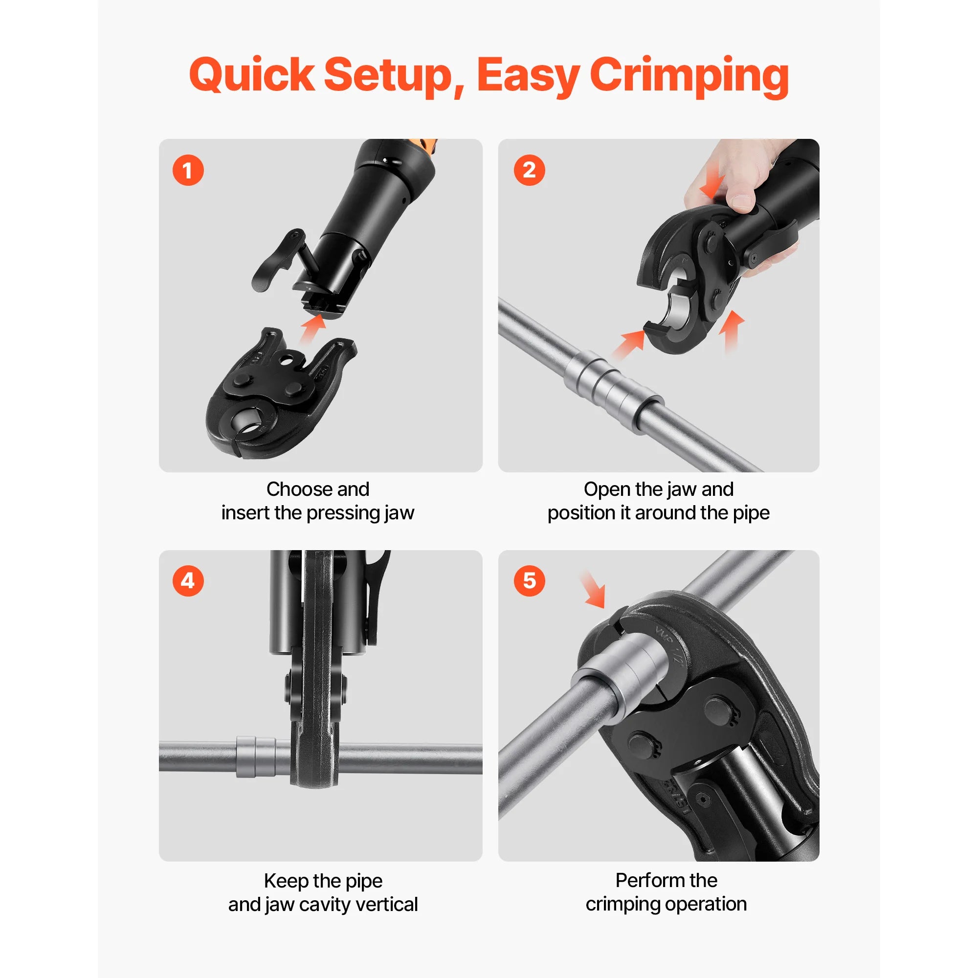SucceBuy 1/2" 3/4" MegaPress Jaw for Compact Series Press Tool Compatible with 24KN Press Tool for Carbon Steel Pipes Connection