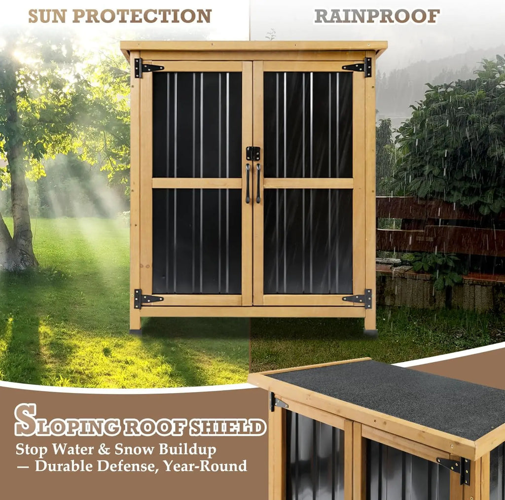 Petscosset Outdoor Storage Shed, Garden Storage Cabinet