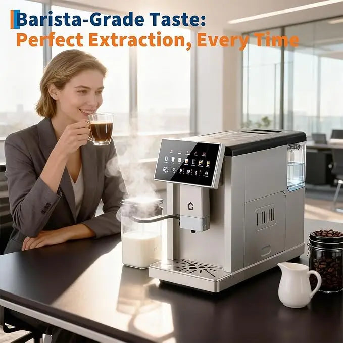 Super Automatic Espresso Machine with Built-in Grinder & Milk Frother Self-Cleaning for Latte, Cappuccino, Americano