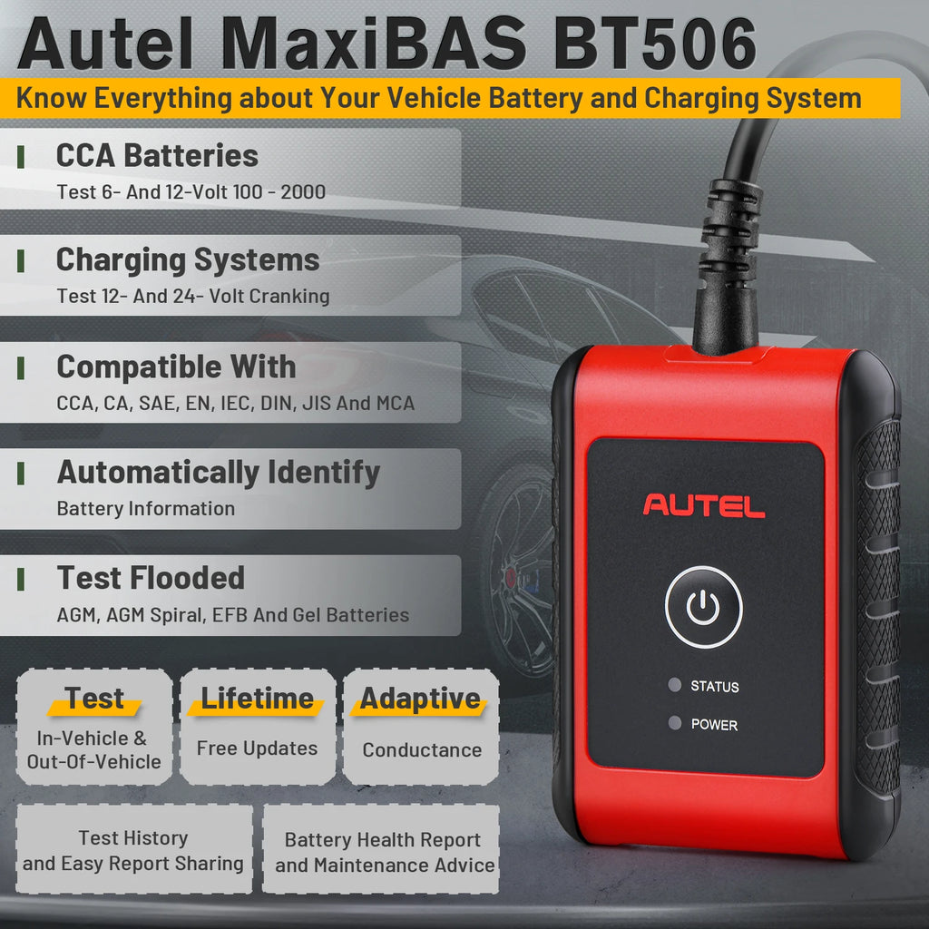 Autel MaxiBAS BT506 Auto Battery and Electrical System Analysis Tester 6V 12V 100 - 2000 CCA Car Battery Testing Tool