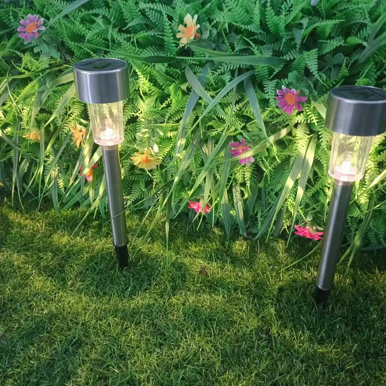 5 Pieces Solar Lights, Stainless Steel/Plastic. LED Bulbs, Waterproof, Outdoor