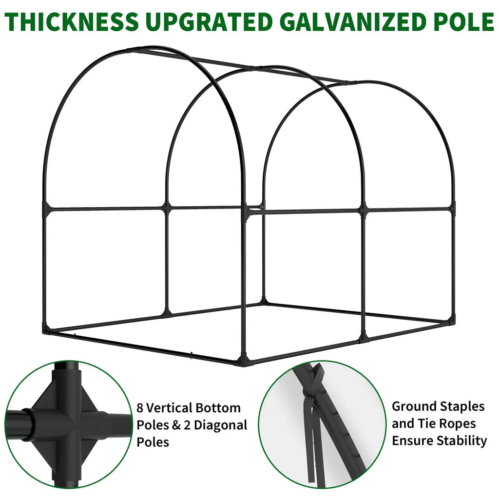 HiMiss 8.2x6.6x6.6 FT Walk-In Greenhouse For Outdoors, Heavy Duty Portable Hoop House With Watering System, Screen Windows