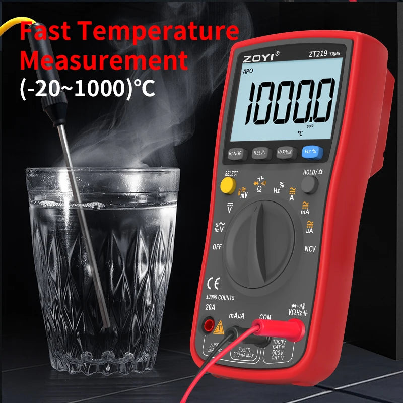 Digital multimeter. 19999 Counts Display, True RMS AC Measurement, Contact Type NCV Voltage Detection