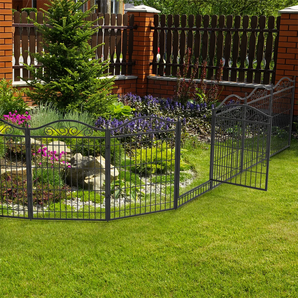 8 Panels Heavy Duty Metal Dog Playpen, Indoor/Outdoor Foldable Fence with Gate, Metal Pen for Small/Medium Dogs