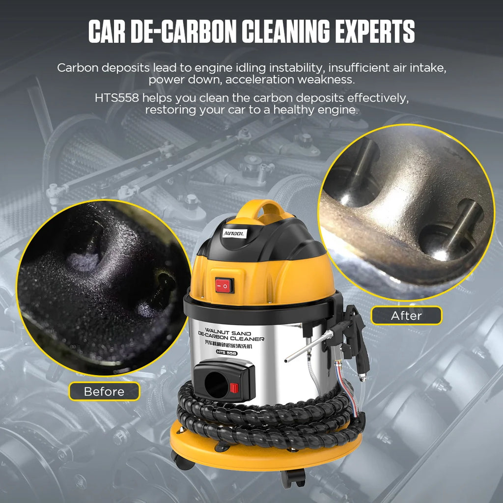 AUTOOL HTS558 Automotive Walnut Blaster Car Engine Carbon Deposition Cleaner De-Carbon Machine Intake Valve Cleaner 220V /110V