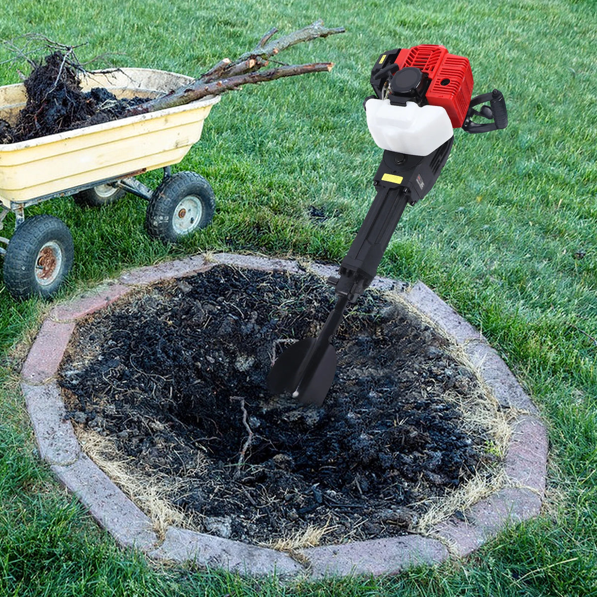 Gas-Powered Tree Digger with High Torque 3.5N.m, Steel Shovel and PP Body for Lawn and Garden Use