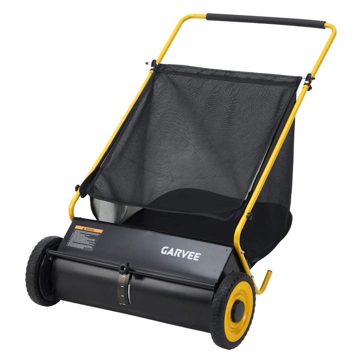 HiMiss Push Lawn Sweeper 26in Leaf & Grass Collector, 7 Cu.Ft Hopper Bag With Cover, Adjustable Brush Height, Steel Yard Sweeper