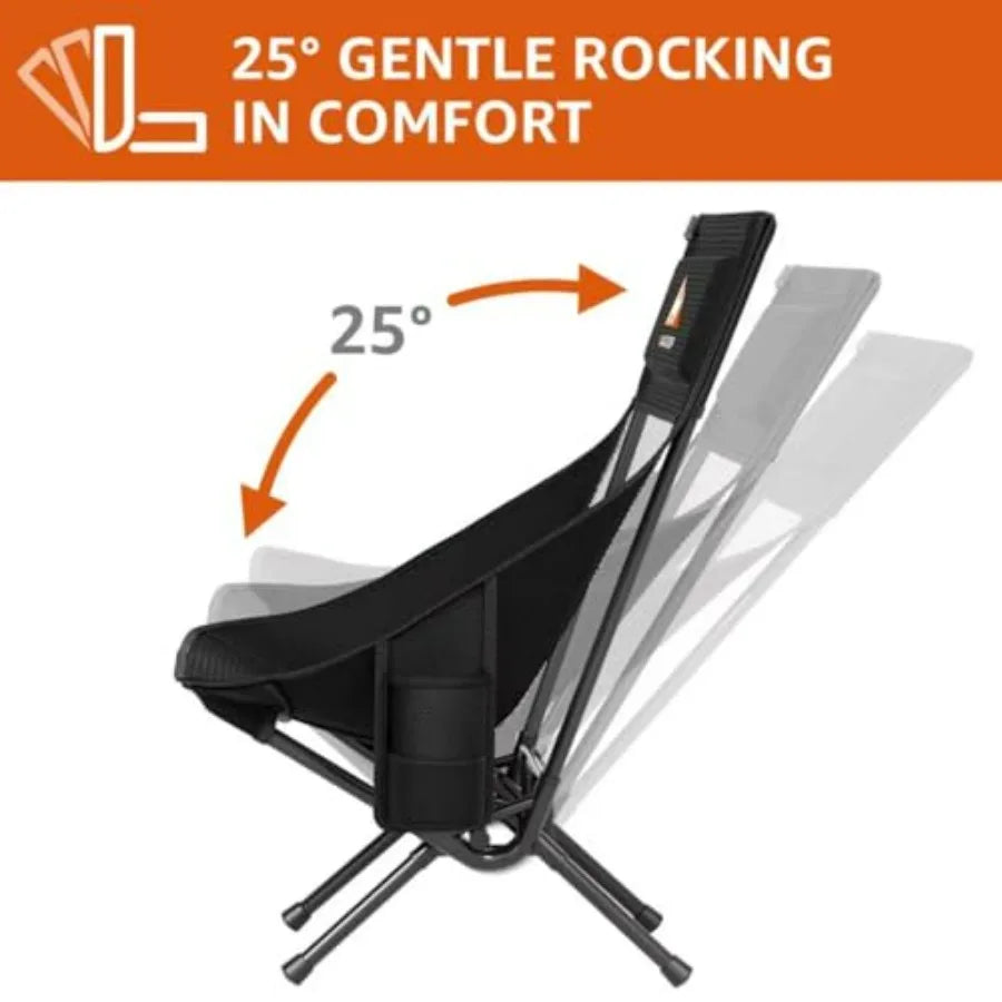HAAGEEP Armless Rocking Camping Chair for Adults, Portable Folding Outdoor Rocker with Spring-Action Technology, Heavy Duty Mesh Camp C