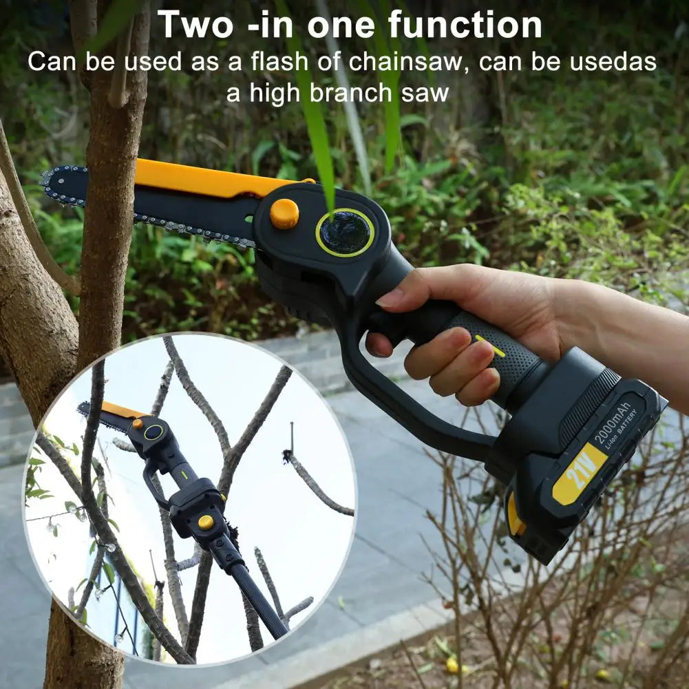 2-in-1 Cordless Pole Saw & Mini Chainsaw with 2 x 2.0Ah Battery, 4.9-7.5ft Adjustable Pole Saw for Tree Pruning