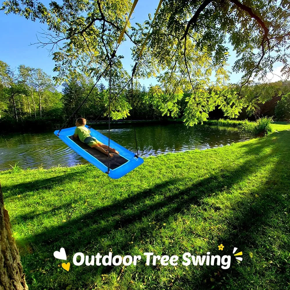 60" Heavy Duty Platform Tree Swing for Kids & Adults, 700lbs Capacity, UV-Proof Textilene, Adjustable Ropes & Hanging Straps