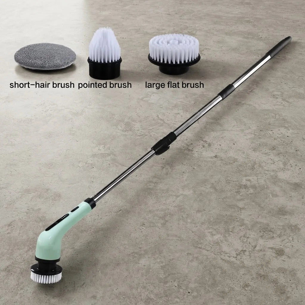 Cordless Electric Spin Scrubber Rechargeable Power Cleaning Brush with 3 or 9 Replaceable Brush Heads Powerful Motor Metal Gear System Extendable Rod Adjustable Handle for Bathroom Kitchen Car Tile Floor Bathtub Shower Grout