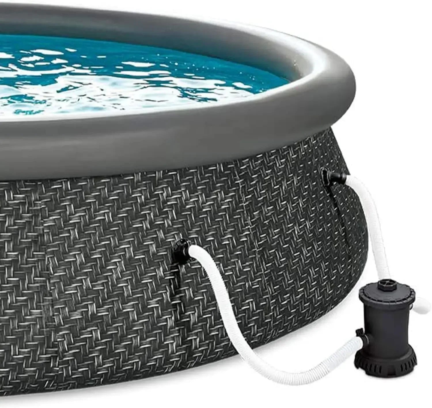 Bestseller: 14' x 36" Quick Set Inflatable Ring Above Ground Outdoor Swimming Pool with RX600 GFCI Filter Pump and Ladder, Dark Wi