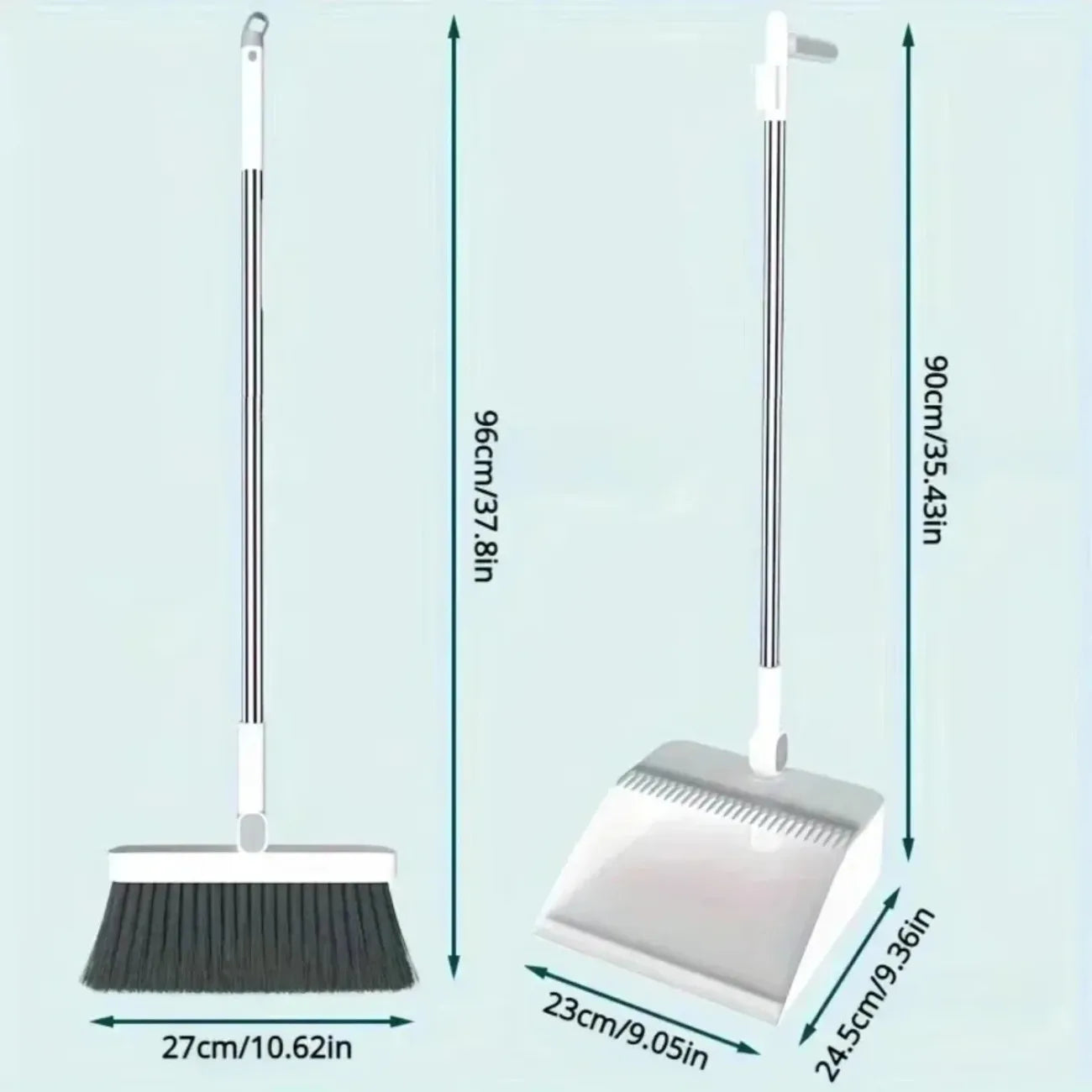 Space-Saving Upright Broom Set – Long-Handle Sweeping Kit with Locking Dustpan for Kitchen, Dorm, Classroom & Garage
