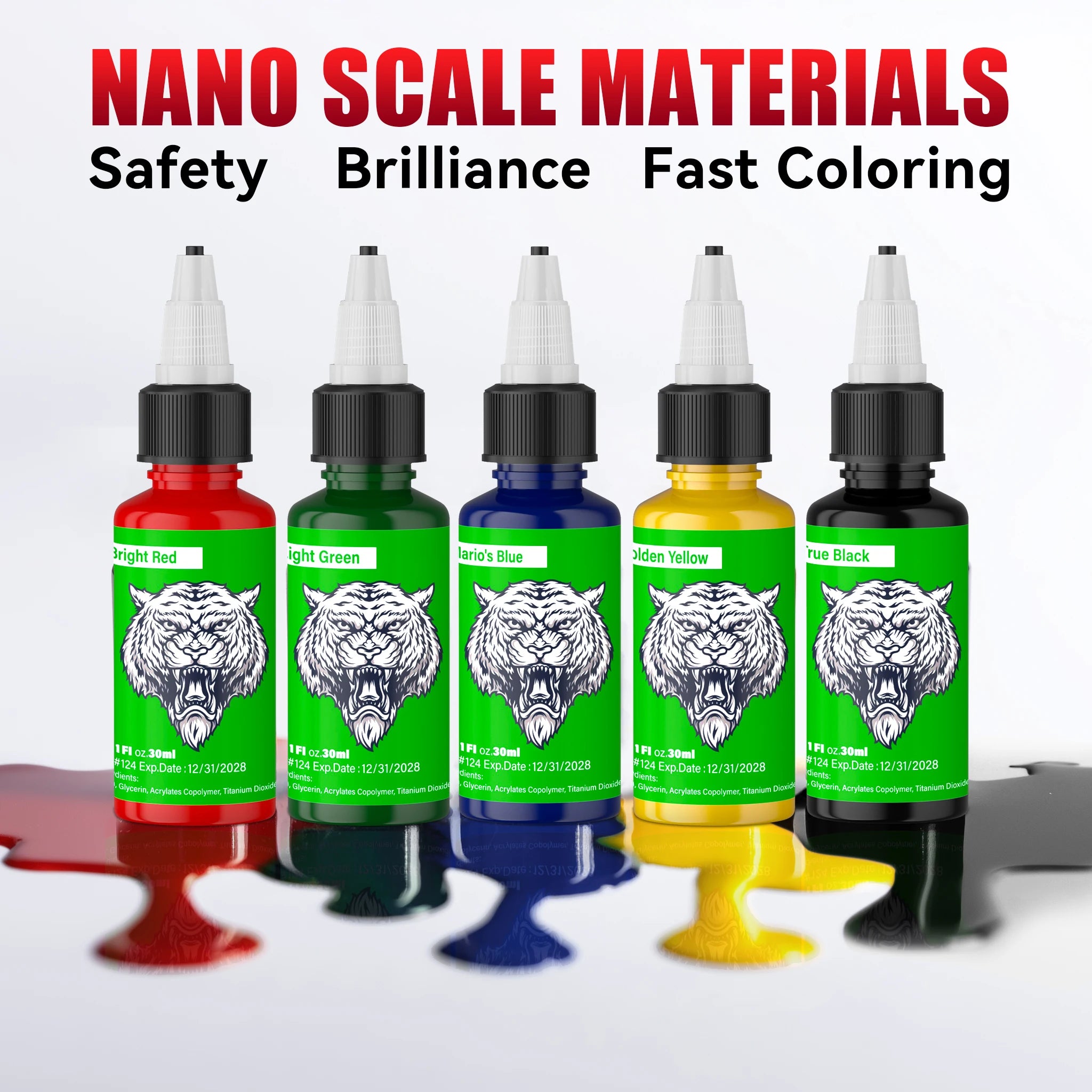 DM 30ml Tattoo Ink, 15 Colors, Natural Plant Extract Pigment Tattoo Paint, Long Lasting No Color Loss Professional Tattoo Ink