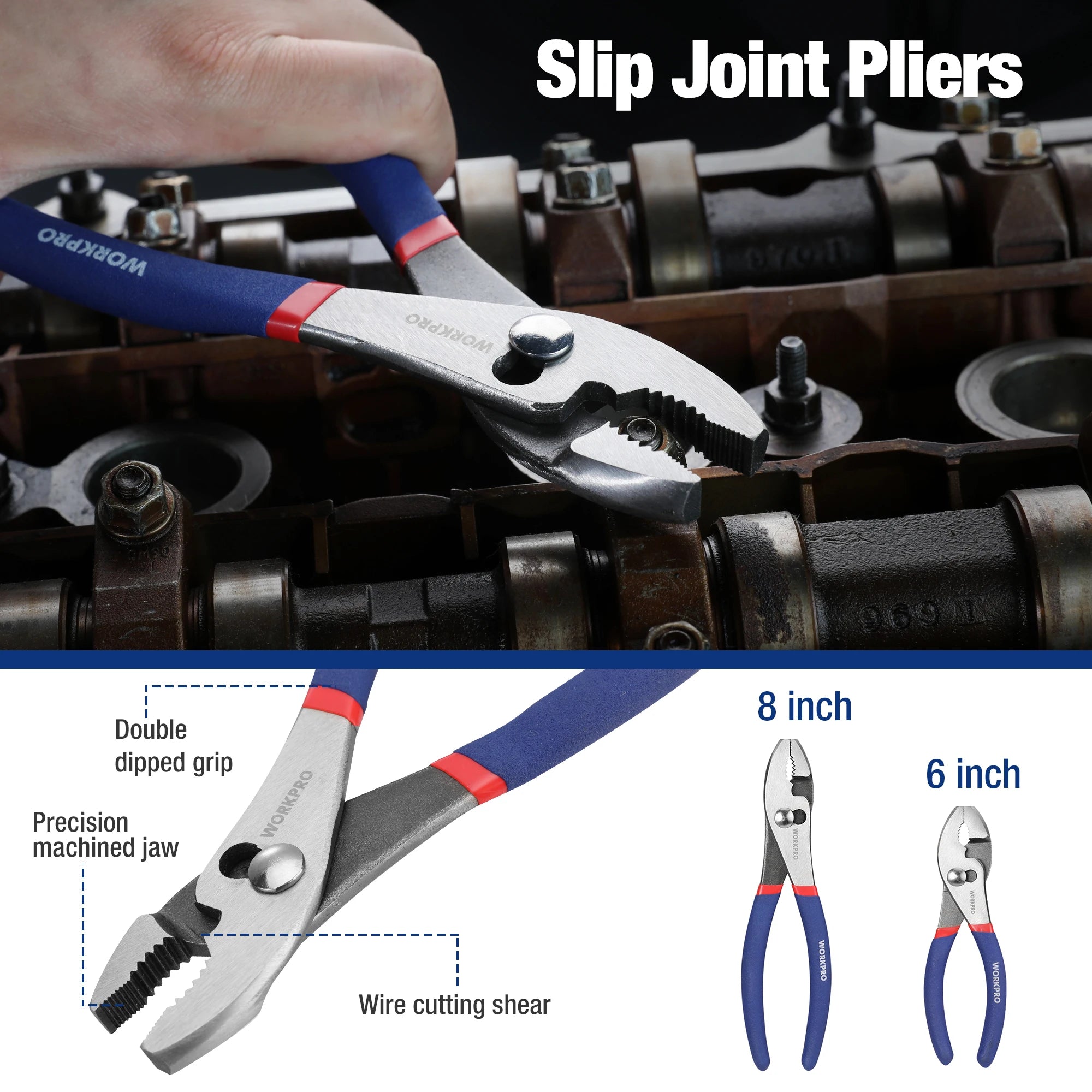 7-Piece Pliers Set, Groove Joint, Long Nose, Slip Joint, Linesman and Diagonal Pliers for DIY