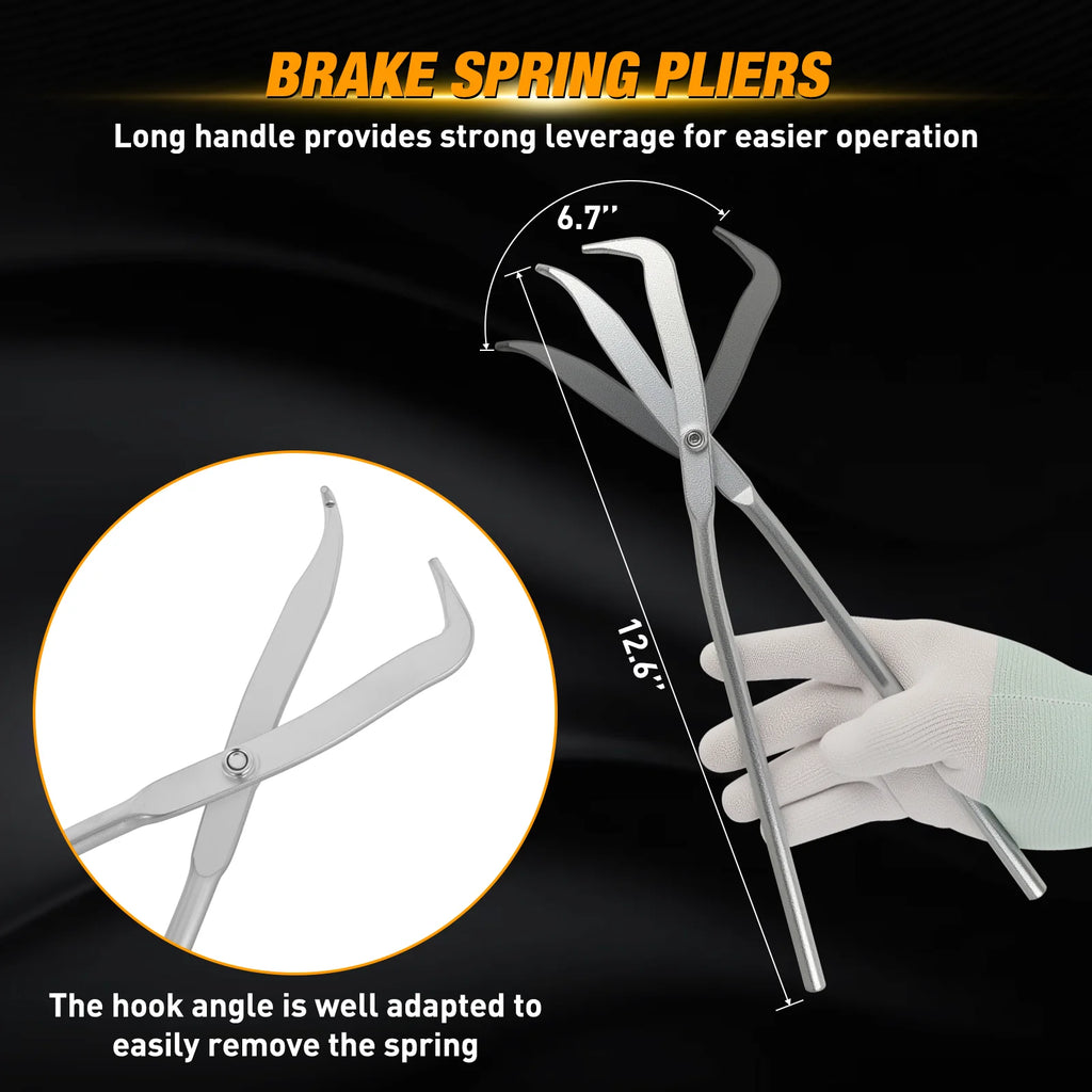 Nilight 8PCS Drum Brake Tool Kit Brake Tool Set with Drum Brake Spring Tool Installer, Remover, Compressor, Retainer, Pliers and Adjustment Spoons Set Brake Tools for Automotive Installer Remover Black