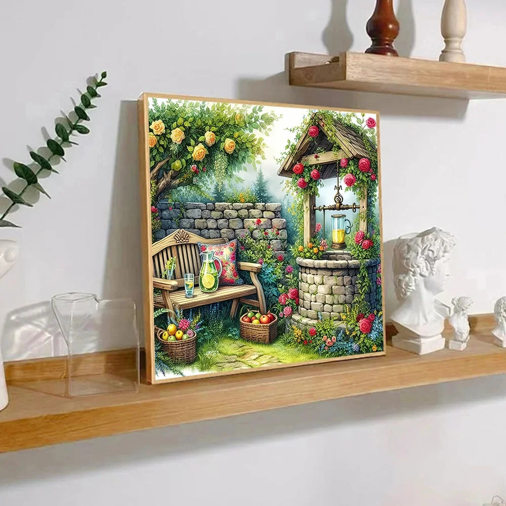 DIY Garden Scenery, Paint By Numbers For Adult, Craft Kit Hand Painted On Canvas,