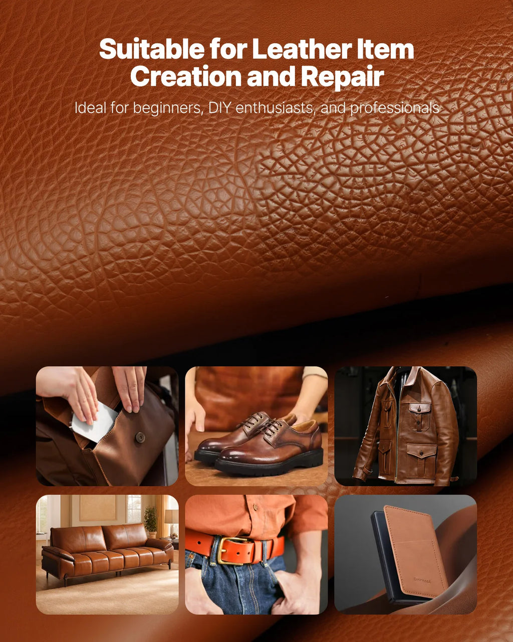 SucceBuy 59/61/72 PCs Leather Working Tools Kit, Leathercraft Tools w/Storage Bag, Engraving Punching Sewing Stamping Tools