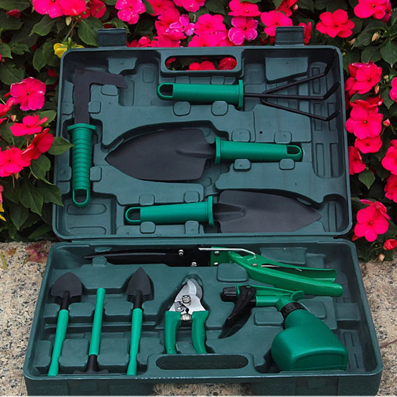 5/10 Pcs Gardening Tools Set with Carrying Case and Floral Print Ergonomic Handle Trowel Rake Weeder Pruner Shears Sprayer Gifts