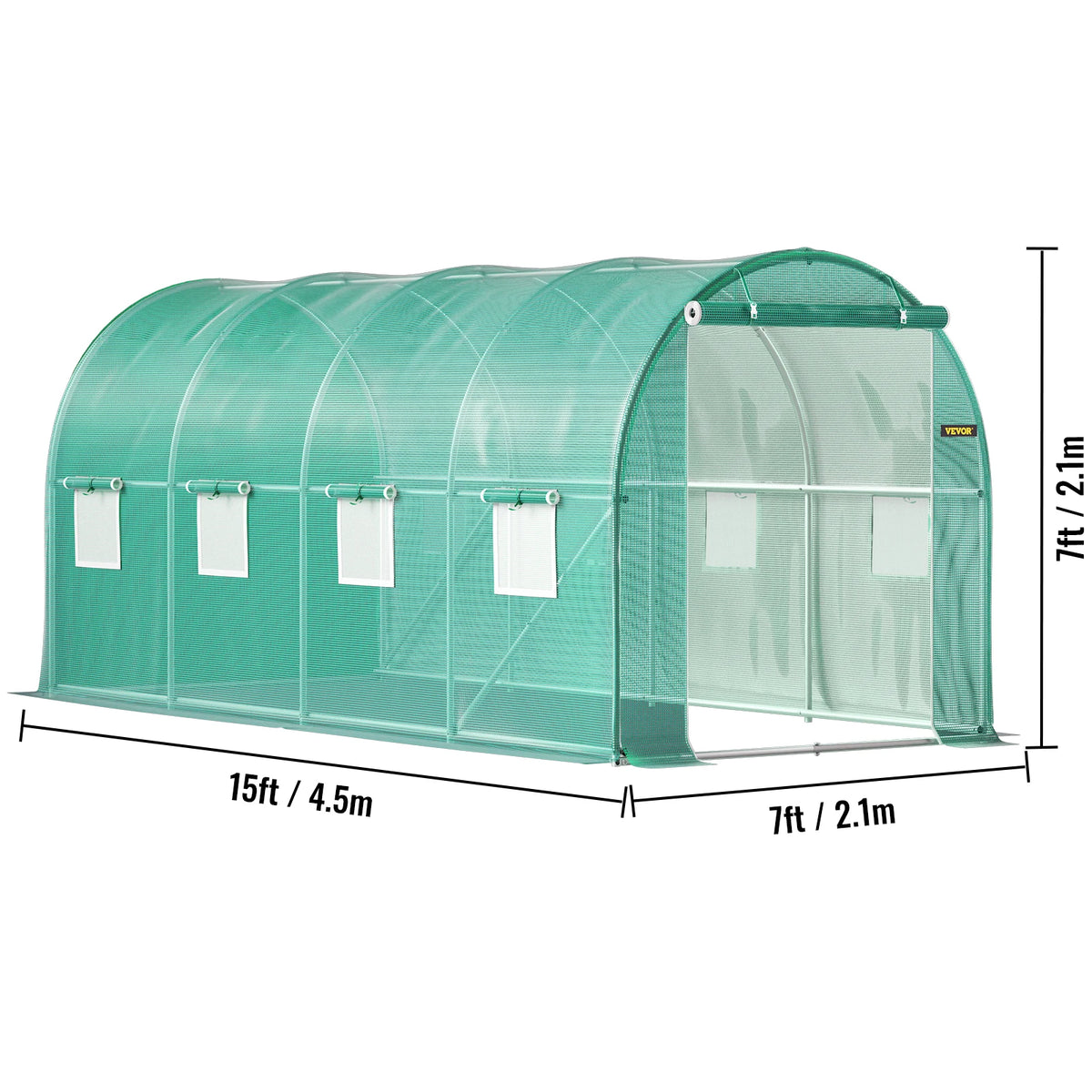 SucceBuy Walk-in Tunnel Greenhouse Galvanized Frame & Waterproof Cover 15x7x7/10x7x7/20x10x7/12x7x7 ft Greenhouses & Cold Frames