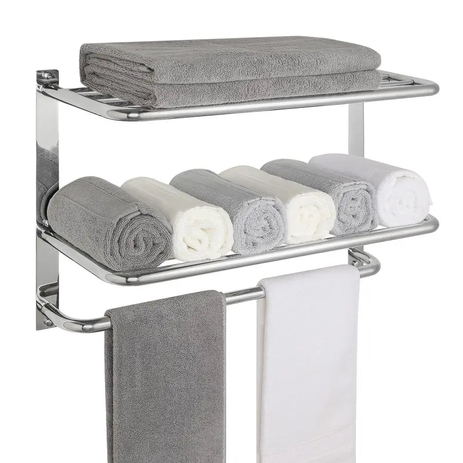 Rack for Bathroom, 23 Inch Tower Holder with Tower Bars, SUS 304 Stainless Steel Lavatory Bath Towel Shelf Towel Hanger Wall Mou