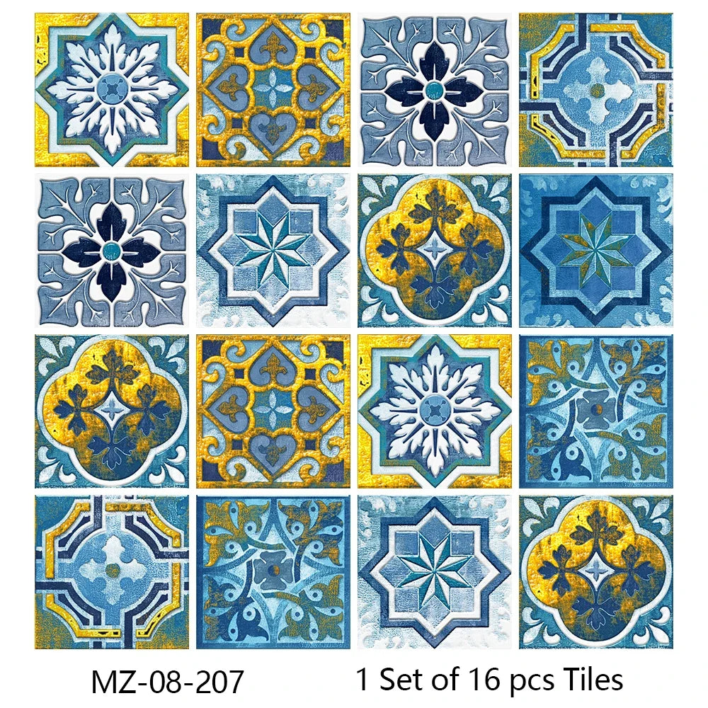 Waterproof Tiles, Peel And Stick, 16 Pieces/Set, PVC