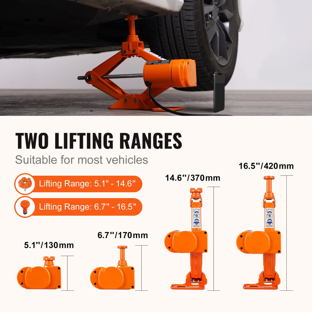 Electric Car Jack, 3 Ton Scissor/Hydraulic Jack, 12V Electric, Automatic, Carrying Case